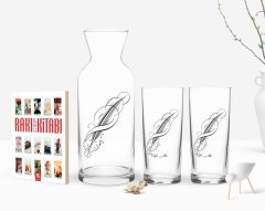 Kişiye Özel Renkli Baskılı İsimli İkili Rakı Bardağı Karaf ve Cep Kitabı Hediye Seti-102