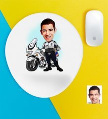 Kişiye Özel Bay Yunus Polis Karikatürlü Bilek Destekli Mouse Pad