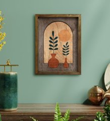 BK Home Botanical Art Tasarımlı Doğal Masif Ahşap Çerçeveli Tablo-1