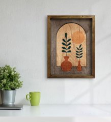 BK Home Botanical Art Tasarımlı Doğal Masif Ahşap Çerçeveli Tablo-1