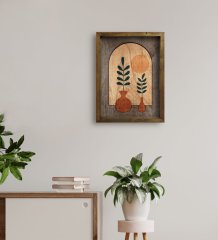 BK Home Botanical Art Tasarımlı Doğal Masif Ahşap Çerçeveli Tablo-1