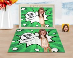 Kişiye Özel Kız Çocuk Kolay Yetişmiyor Karikatürlü 1000 Parça Profesyonel Puzzle-1