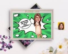 Kişiye Özel Kız Çocuk Kolay Yetişmiyor Karikatürlü 1000 Parça Profesyonel Puzzle-1