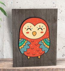 BK Gift Baykuş Tasarımlı Dekoratif Mini Kanvas Tablo 15x20cm-2