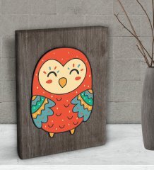 BK Gift Baykuş Tasarımlı Dekoratif Mini Kanvas Tablo 15x20cm-2