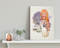 Kişiye Özel Kadın Rakı Karikatürlü Kanvas Tablo 30x50cm-1