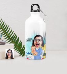 Kişiye Özel Bayan Ebe Karikatürlü Metal Suluk (500 ml.) 1