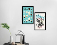 BK Home Coffee Tasarımlı Dekoratif 2'li Ahşap Siyah Çerçeveli Tablo-9