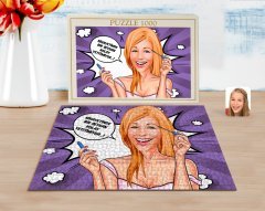 Kişiye Özel Kadın Kolay Yetişmiyor Karikatürlü 1000 Parça Profesyonel Puzzle-7