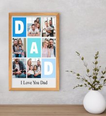 Kişiye Özel Dad Temalı Dekoratif Retro Ahşap Çerçeveli Tablo 40x25cm-1