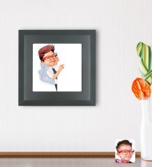 Kişiye Özel Erkek Çocuk Karikatürlü Ahşap Çerçeveli Taş Duvar Dekoru-3