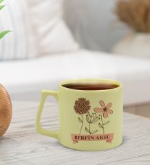 BK Gift Kişiye Özel İsimli Anneler Günü Tasarımlı Pastel Sarı Middle Kupa Bardak, Anneye Hediye, Anneler Günü Hediyesi-4