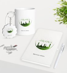 Kişiye Özel Arapça Öğretmeni Kupa Anahtarlık Beyaz Defter Kalem Hediye Seti-2