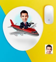 Kişiye Özel Bay Uçuş Görevlisi Host Karikatürlü Bilek Destekli Mouse Pad