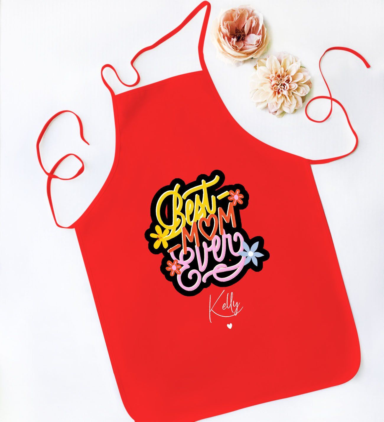 BK Gift Kişiye Özel İsimli Anneler Günü Tasarımlı Kırmızı Mutfak Önlüğü, Aşçı Önlüğü, Şef Önlüğü, Anneye Hediye-12