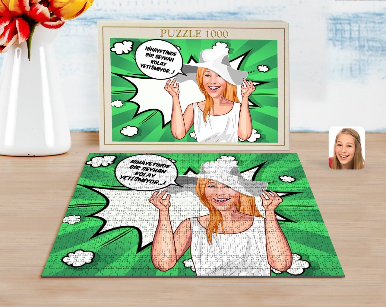 Kişiye Özel Kadın Kolay Yetişmiyor Karikatürlü 1000 Parça Profesyonel Puzzle-6
