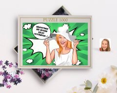 Kişiye Özel Kadın Kolay Yetişmiyor Karikatürlü 1000 Parça Profesyonel Puzzle-6