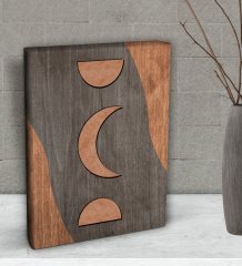BK Gift Ay Tasarımlı Dekoratif Mini Kanvas Tablo 15x20cm-3