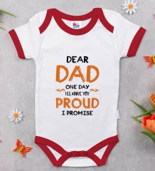 BK Kids Dear Dad Tasarımlı Kırmızı Bebek Body Zıbın-1