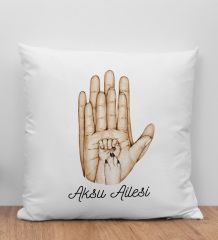 BK Gift Kişiye Özel Renkli Aile ve Pati Tasarımlı Beyaz Kırlent Yastık-1, Aile Hediyesi, Ev Dekorasyonu, Evcil Hayvan