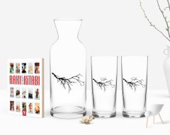 Kişiye Özel Renkli Baskılı İsimli Silüet Tasarımlı İkili Rakı Bardağı Karaf ve Cep Kitabı Hediye Seti-1
