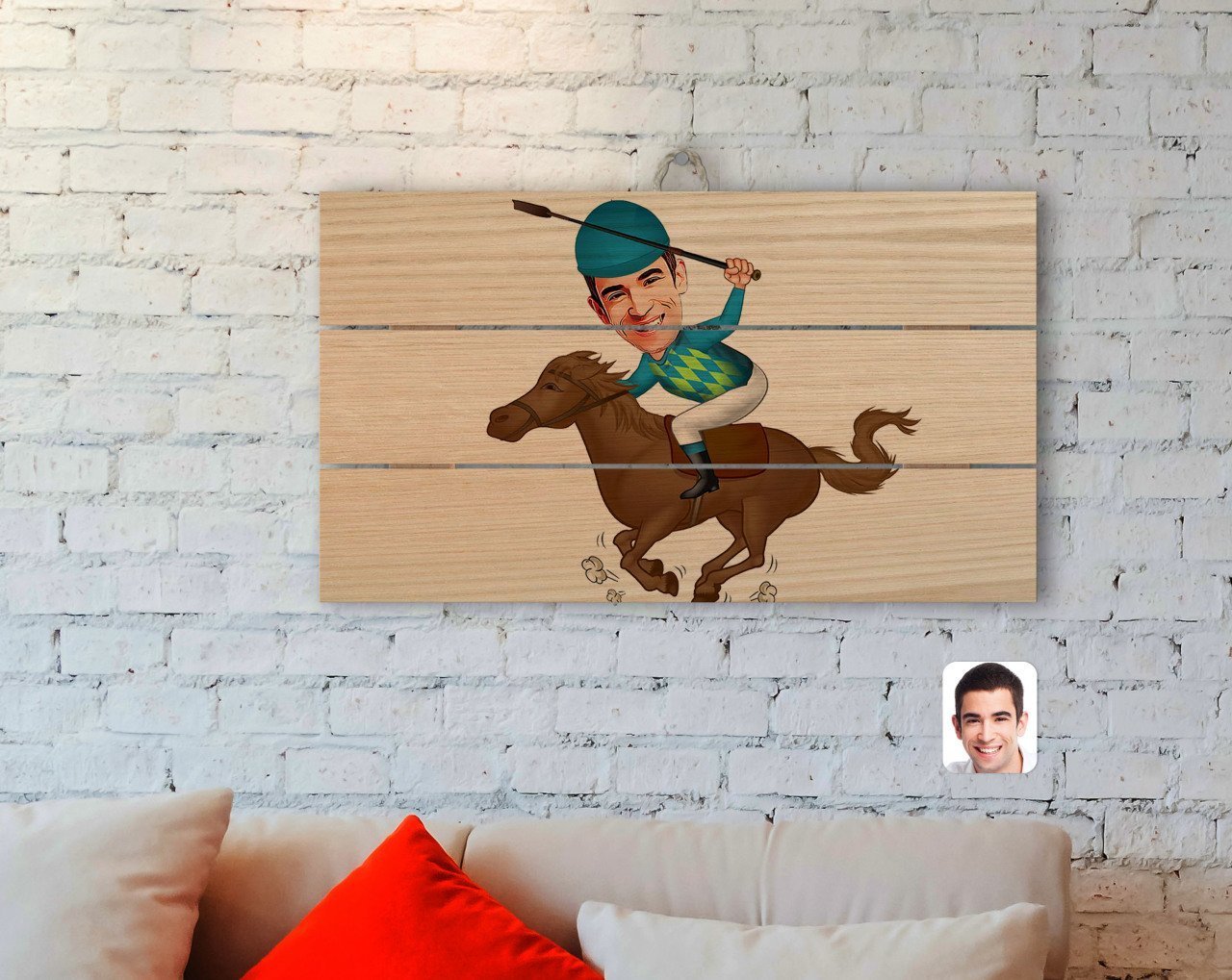 Kişiye Özel Erkek Jokey Karikatürlü Otantik Ahşap Palet Tablo-1