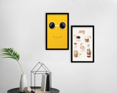 BK Home Coffee Tasarımlı Dekoratif 2'li Ahşap Siyah Çerçeveli Tablo-7