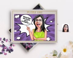 Kişiye Özel Kadın Kolay Yetişmiyor Karikatürlü 1000 Parça Profesyonel Puzzle-5