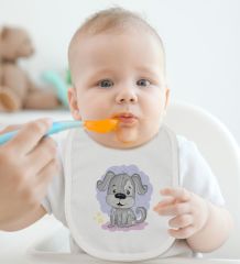 BK Kids Sevimli Köpek Tasarımlı Bebek Body Zıbın ve Mama Önlüğü Hediye Seti - Model 1