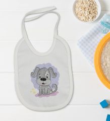 BK Kids Sevimli Köpek Tasarımlı Bebek Body Zıbın ve Mama Önlüğü Hediye Seti - Model 1