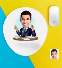 Kişiye Özel Bay Sunucu Spiker Karikatürlü Bilek Destekli Mouse Pad