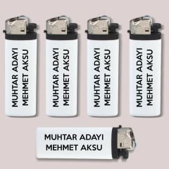 Muhtar Adaylarına Özel Promosyon Beyaz I-Lighter Taşlı Siboplu Çakmak, Seçim Promosyon Ürünleri (50 Adet)
