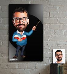 Kişiye Özel Bay Öğretmen Karikatür Ahşap Tablo - 3