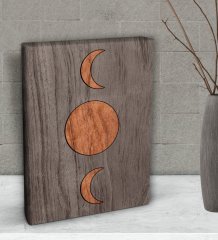 BK Gift Ay Tasarımlı Dekoratif Mini Kanvas Tablo 15x20cm-1
