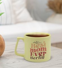 BK Gift Kişiye Özel İsimli Anneler Günü Tasarımlı Pastel Sarı Middle Kupa Bardak, Anneye Hediye, Anneler Günü Hediyesi-1