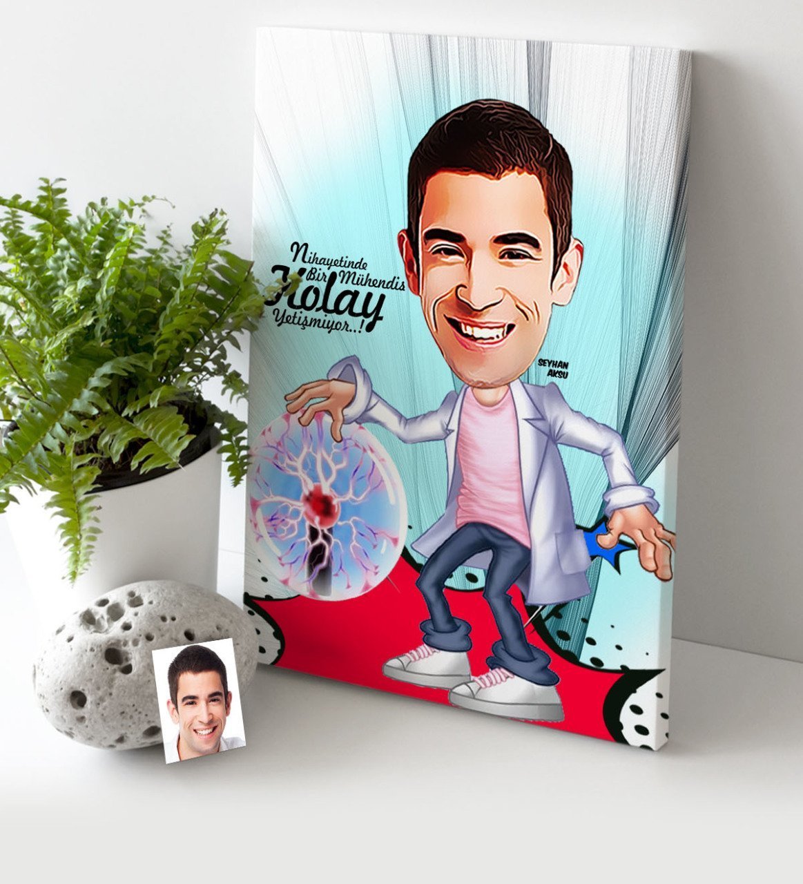 Kişiye Özel Bay Elektrik Mühendisi Karikatür Kanvas Tablo (30 x 50 cm.) - 1