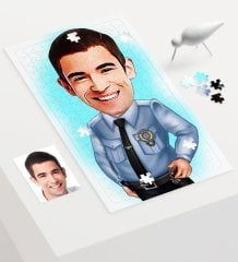 Kişiye Özel Bay Polis Karikatür 240 Parça A3 Puzzle - 1