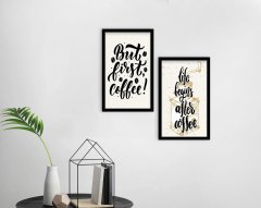 BK Home Coffee Tasarımlı Dekoratif 2'li Ahşap Siyah Çerçeveli Tablo-5