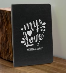 BK Gift Sevgiliye Özel İsimli Siyah Defter ve Gold Cam Matara Hediye Seti-9, Sevgiliye Hediye, Sevgililer Günü, Yeni İş Hediyesi