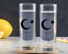 Kişiye Özel Renkli Baskılı Ayyıldız Tasarımlı İkili Vodka Bardağı-1