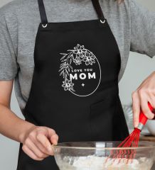 BK Gift Profesyonel Anneler Günü Tasarımlı Siyah Mutfak Önlüğü, Aşçı Önlüğü, Şef Önlüğü, Ev Hediyesi, Anneye Hediye-7