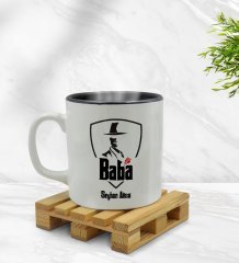Kişiye Özel Baba Godfather Tasarımlı İçi Siyah Renkli Kupa Bardak Model 15