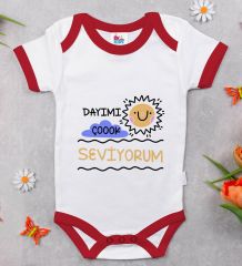 BK Kids Dayımı Çok Seviyorum Tasarımlı Kırmızı Bebek Body Zıbın-1