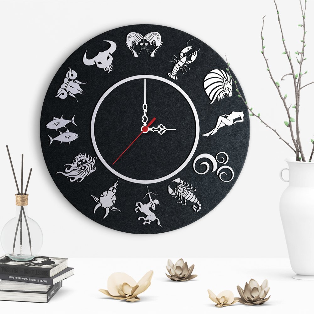 Dekoratif Astroloji Tasarımlı Ahşap Duvar Saati - 3