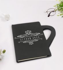 Kişiye Özel İsimli Kupa Şeklinde Siyah Termo Deri Defter Model 8