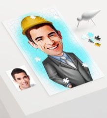 Kişiye Özel Bay Mühendis Karikatür 240 Parça A3 Puzzle - 1