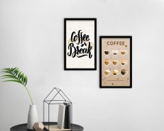 BK Home Coffee Tasarımlı Dekoratif 2'li Ahşap Siyah Çerçeveli Tablo-4