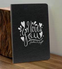 BK Gift Sevgiliye Özel İsimli Siyah Defter ve Gold Cam Matara Hediye Seti-8, Sevgiliye Hediye, Sevgililer Günü, Yeni İş Hediyesi