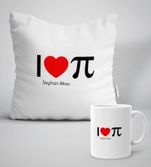 Kişiye Özel Matematik Öğretmeni Beyaz Yastık Kupa Seti-12