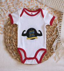 BK Kids Dayım Her Şeyi Halleder Tasarımlı Kırmızı Bebek Body Zıbın-1